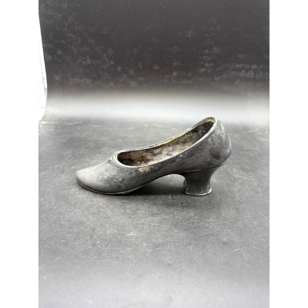 Antique Cast Iron Shoe Figurine Vintage Metal Pump Paperweight Decor 6 inch